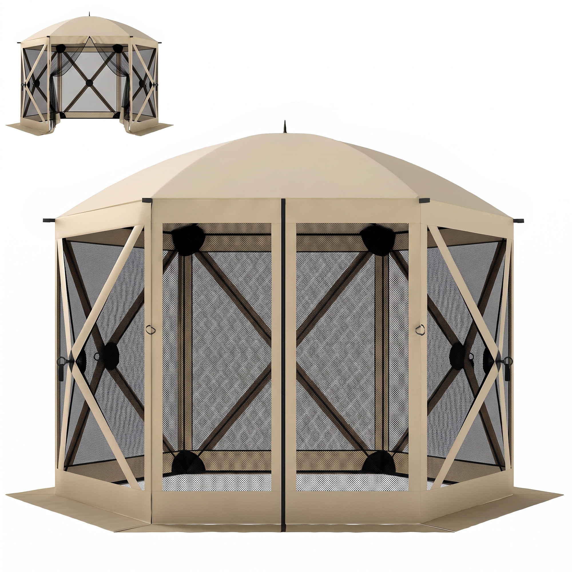 Outsunny Outsunny 10 x 11 ft Pop Up Gazebo Screen Tent, Portable Instant Camping Canopy Screen House with Nettings, Carry Bag, Beige - $124.99 at Aosom US