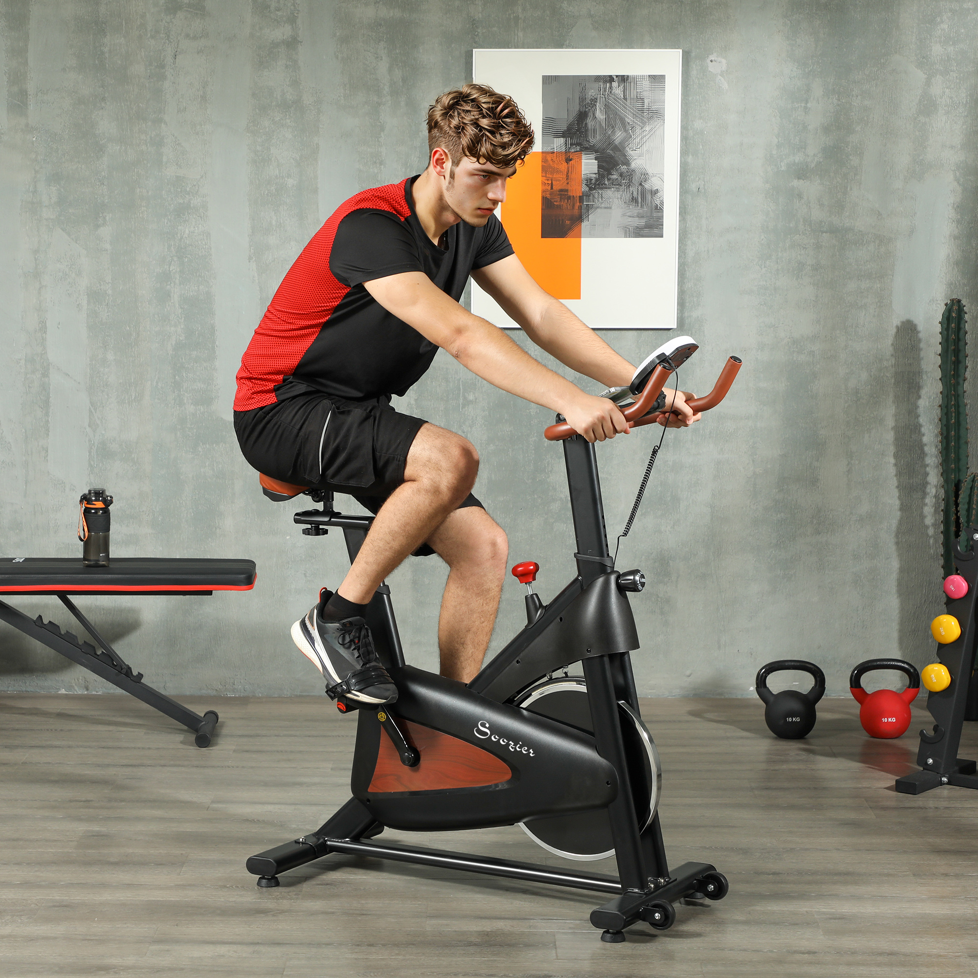Soozier Quiet Stationary Exercise Bike with Adjustable Resistance, Seat, Black Aosom Canada