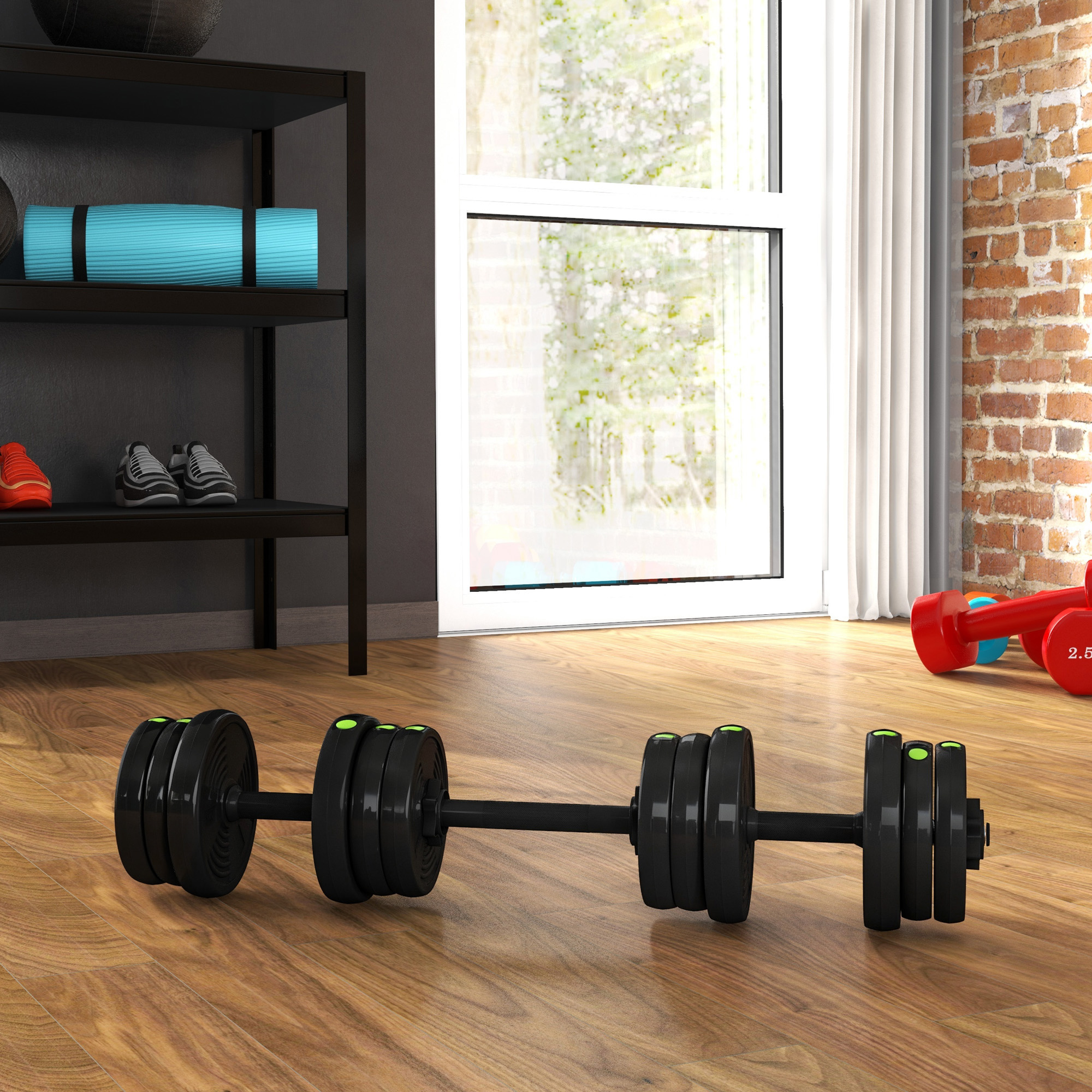 Soozier 44LBS 2-in-1 Adjustable Barbell & Dumbbells Set, Weights Set with Non-slip Handles for Men and Women Home Gym Training Aosom Canada