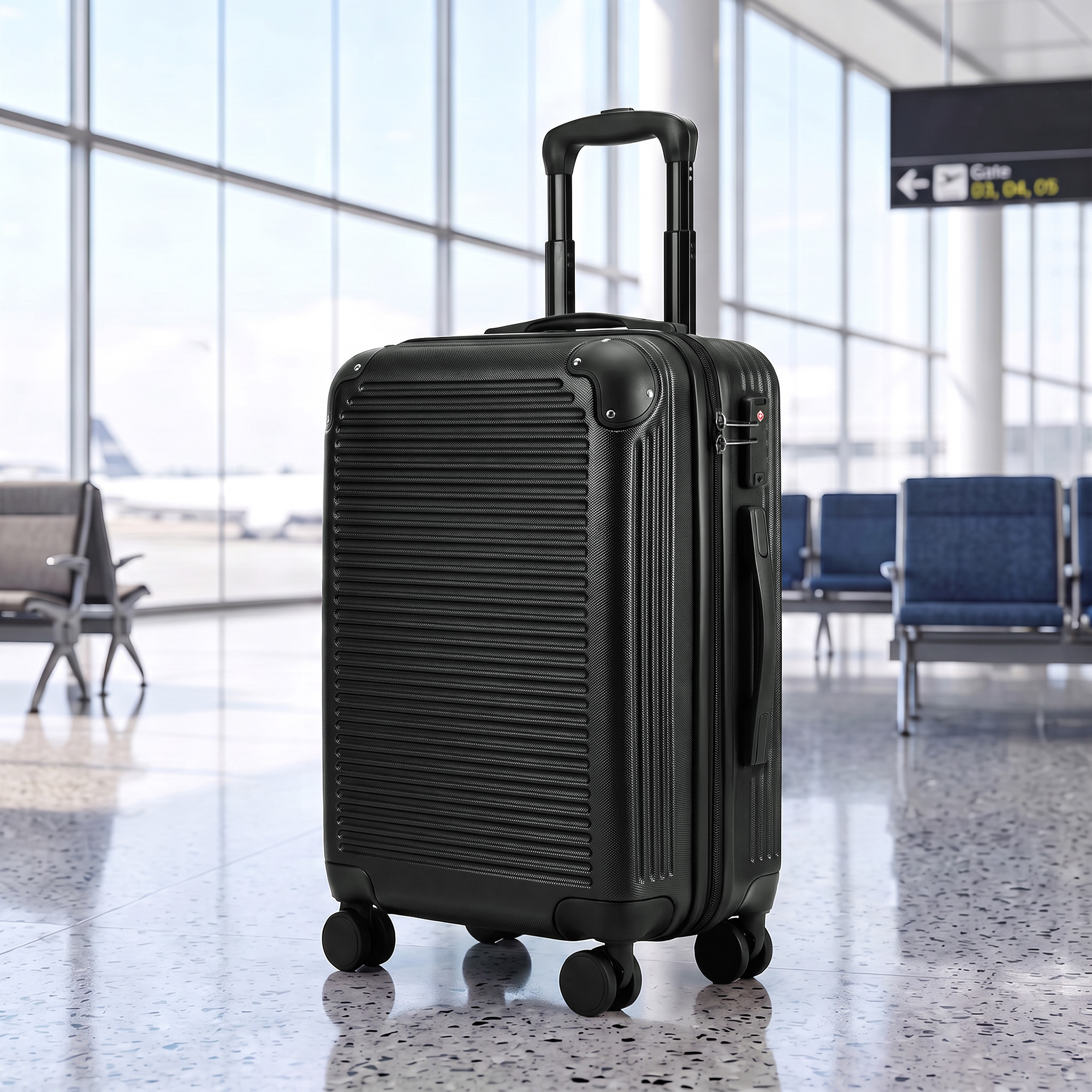 HOMCOM 20-Inch Expandable Luggage, Hardshell Suitcase with Spinner Wheels, Top Handle, Side Handle, TSA Lock, Black Aosom Canada