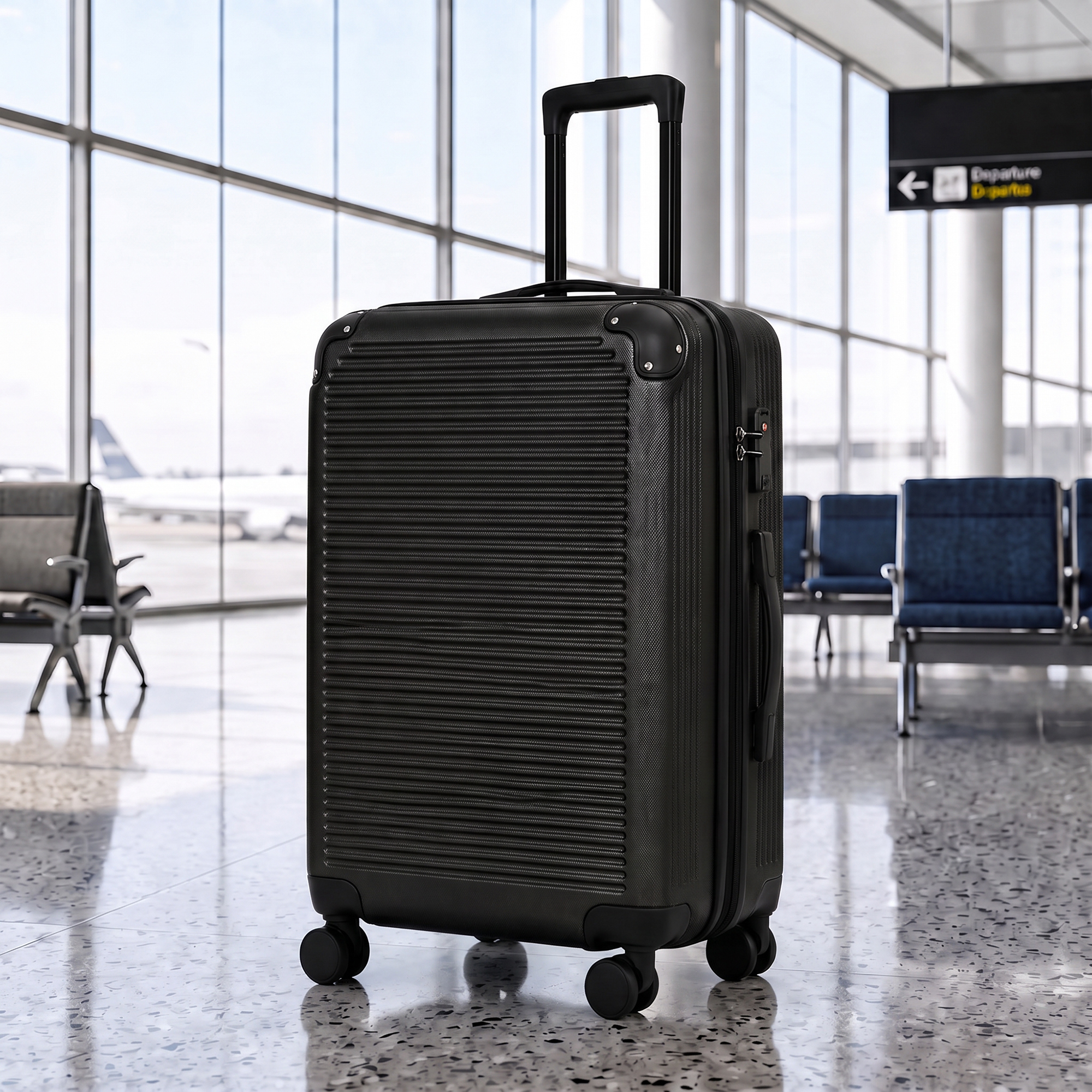 HOMCOM 24-Inch Expandable Luggage, Hardshell Suitcase with Spinner Wheels, Top Handle, Side Handle, TSA Lock, Black Aosom Canada