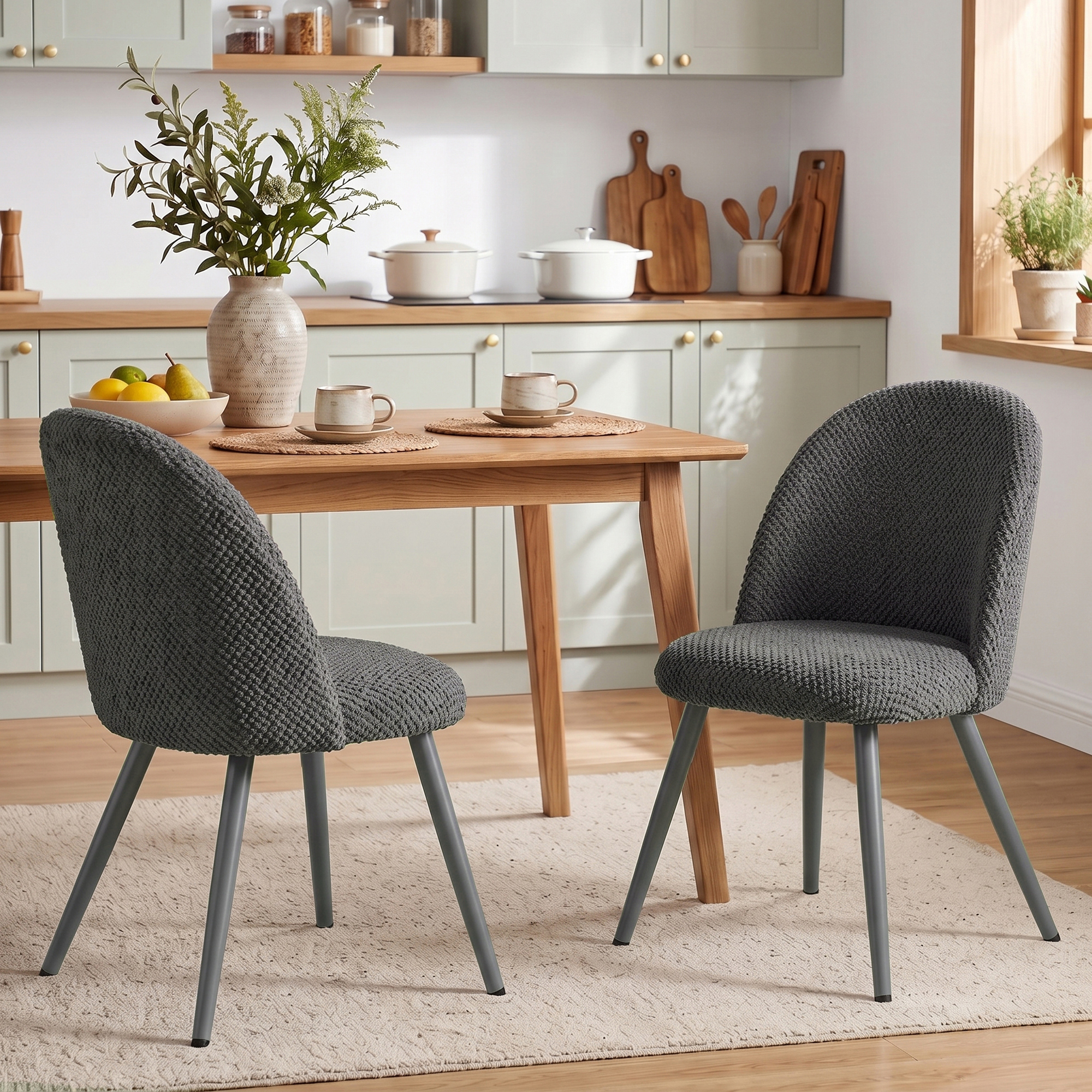 HOMCOM Dining Chairs Velvet Fabric Upholstered Kitchen Chairs Metal Legs Set of 2, Dining Room, Home, Dark Grey Aosom Canada