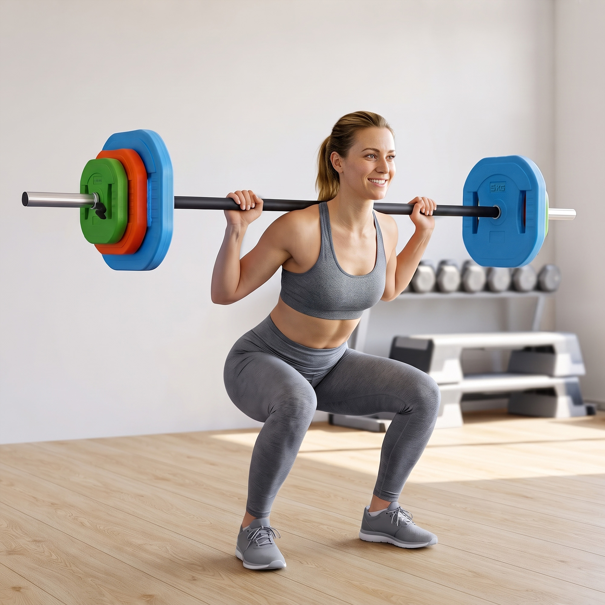 Soozier 44lbs Adjustable Barbell Weight Set, Barbell Bar with Weight Plates, Non-slip Handle, Multicolour | Aosom Canada