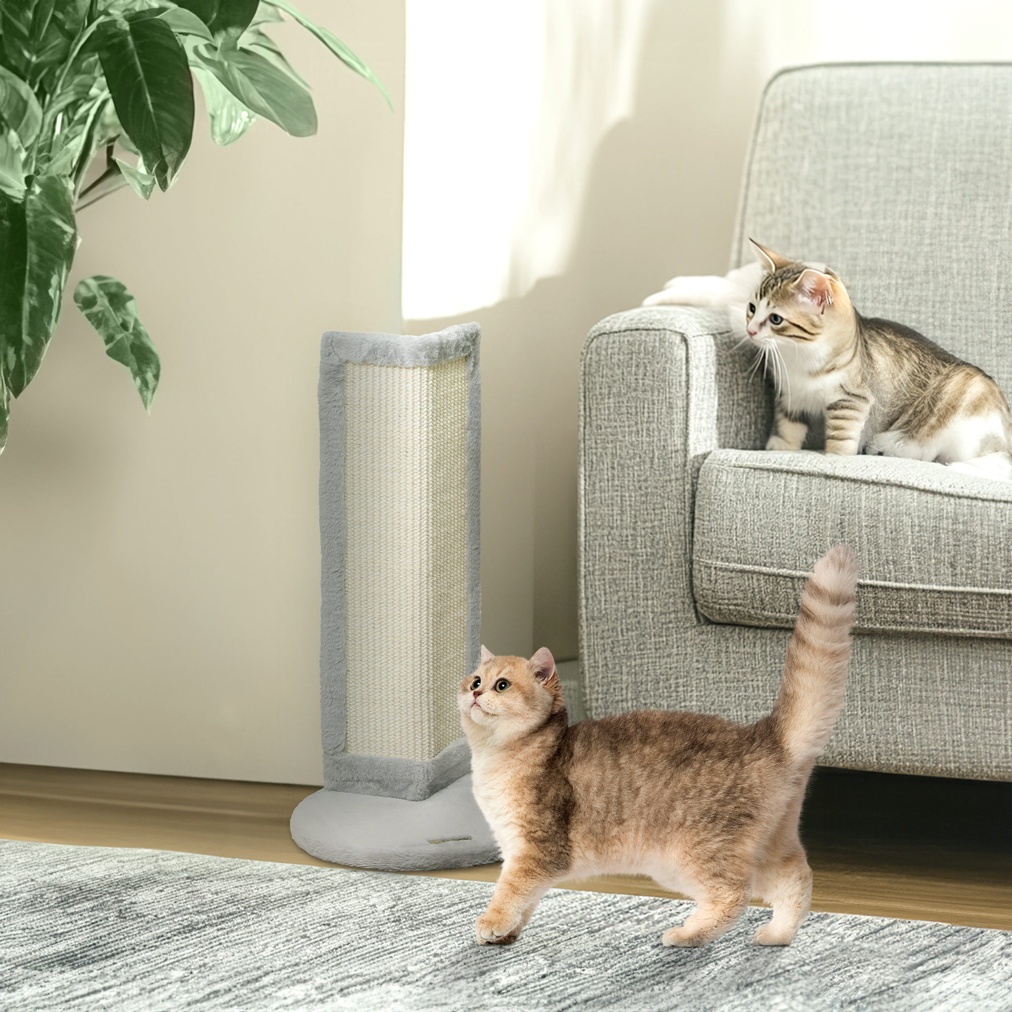 PawHut Cat Scratching Post for Indoor Kittens, 22"H Cat Scratch Post with Sisal Scratching Pad, Stable Base Aosom Canada