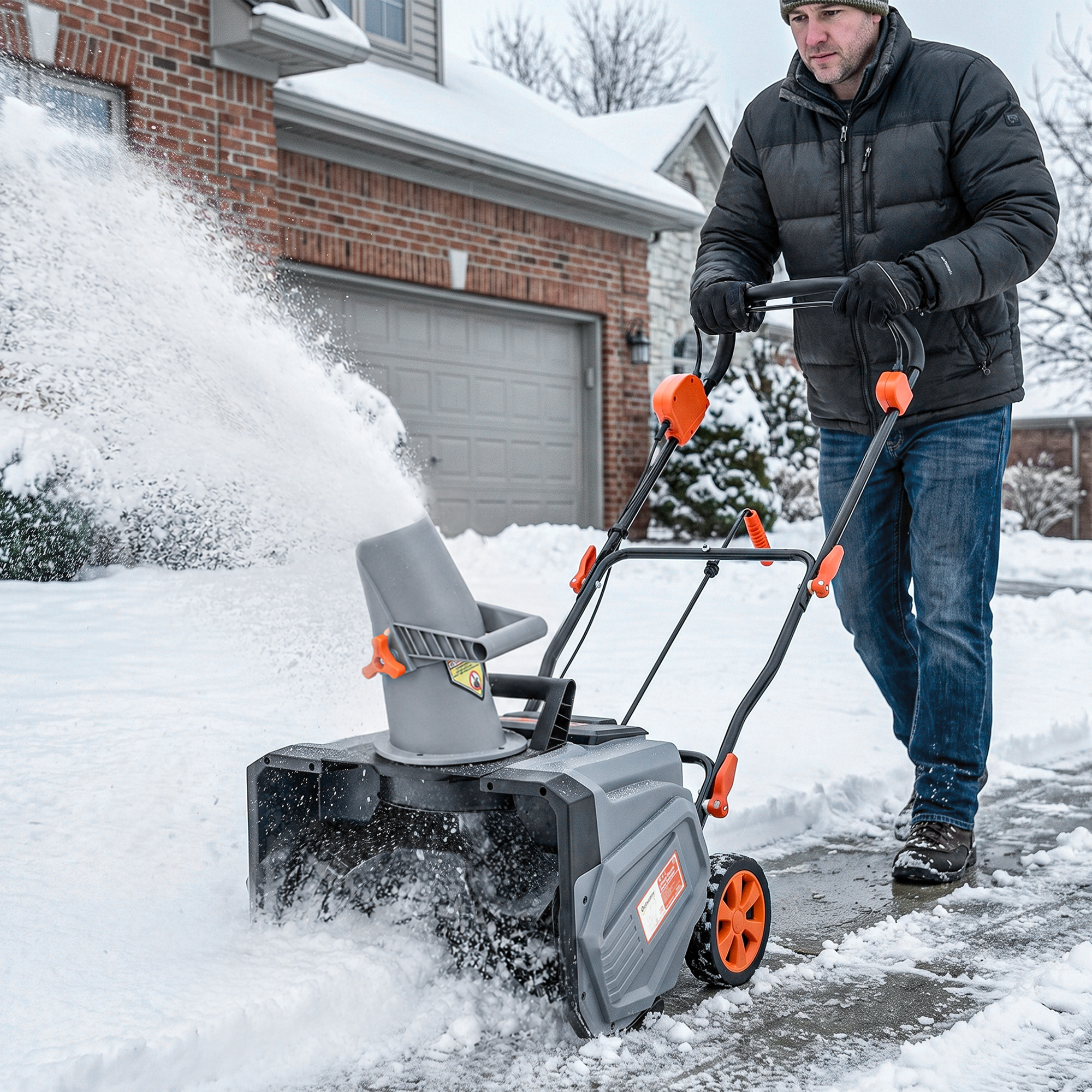 Outsunny 40V 18" Cordless Snow Blower with PU Auger, 1400W Brushless Motor, 12" Depth, Two 4.0Ah Batteries, A Fast Charger Aosom Canada