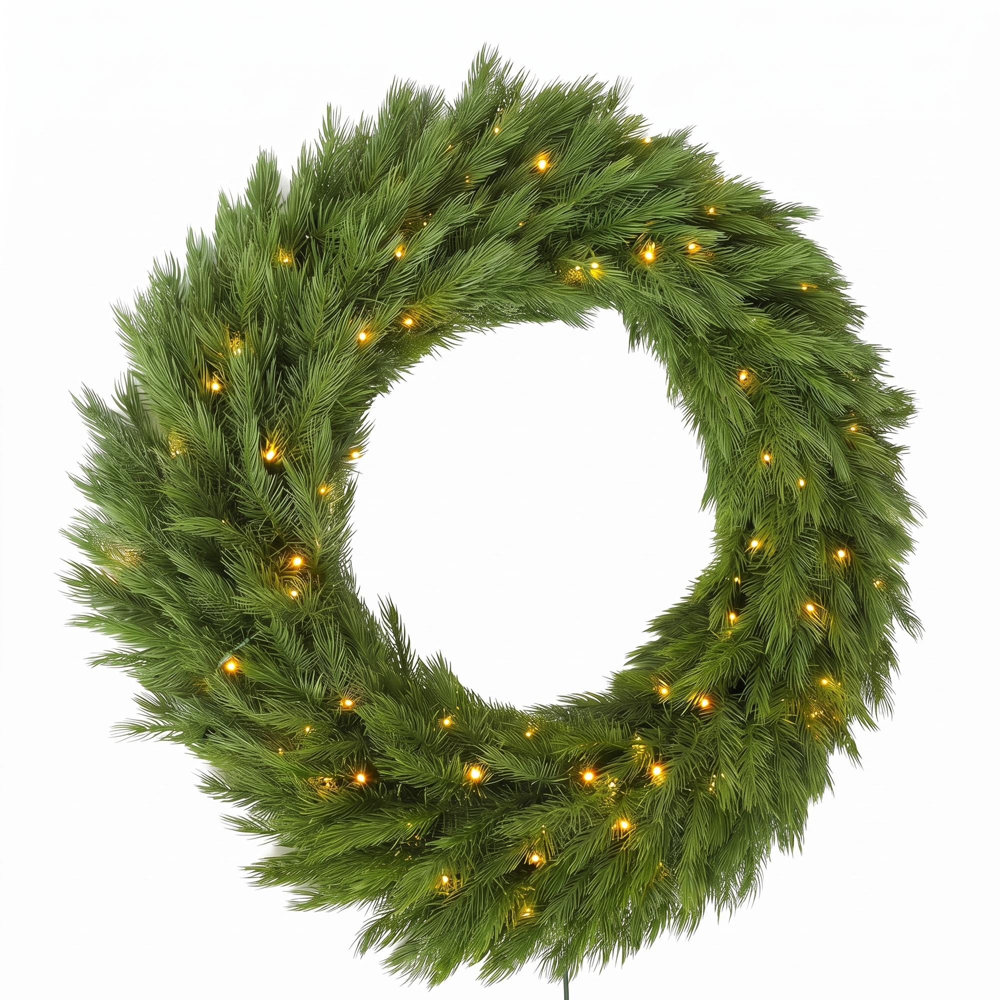 HOMCOM Christmas Decoration, 36 in Pre-Lit Norwegian Spruce Artificial Christmas Wreath with 100 LED Lights, Green