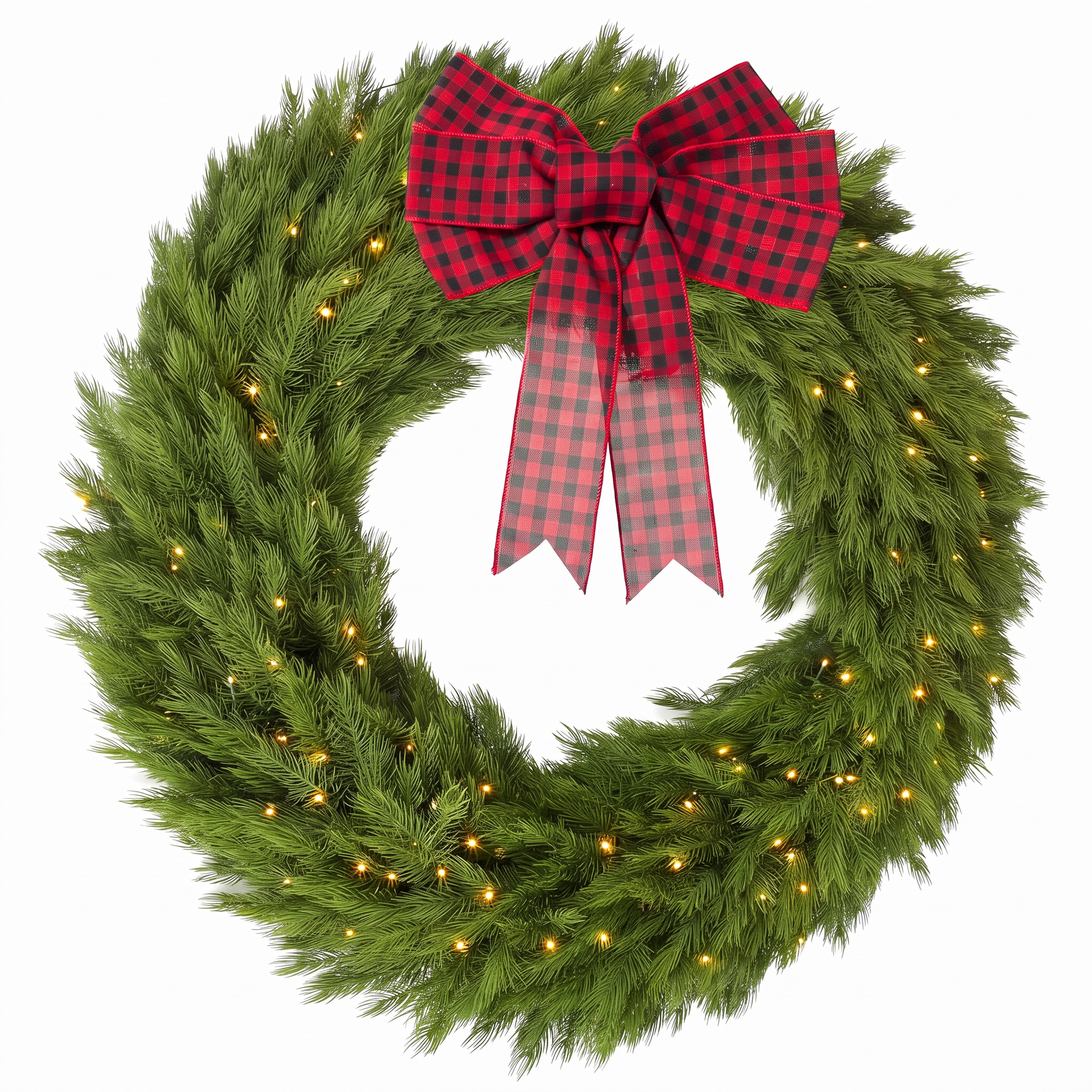HOMCOM Christmas Decoration, 48 in Pre-Lit Norwegian Spruce Artificial Christmas Wreath with 150 LED Lights, Green
