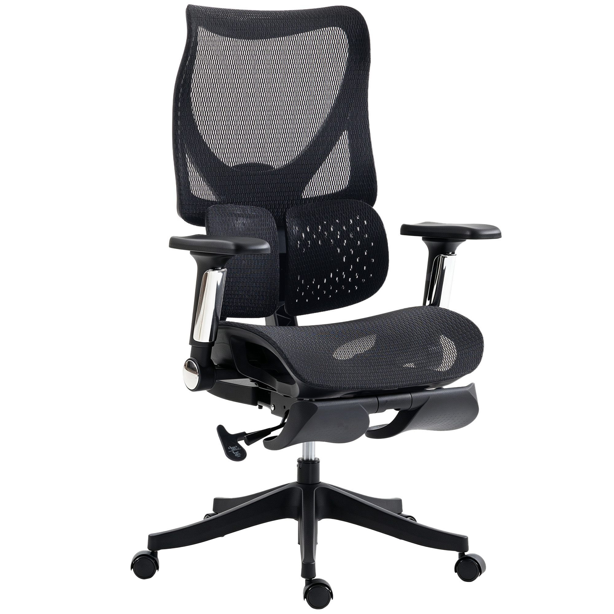 HOMCOM HOMCOM Ergonomic Office Chair with Lumbar Support, Mesh Reclining Desk Chair with Footrest, Adjustable High Back, Black - $176.99 at Aosom US