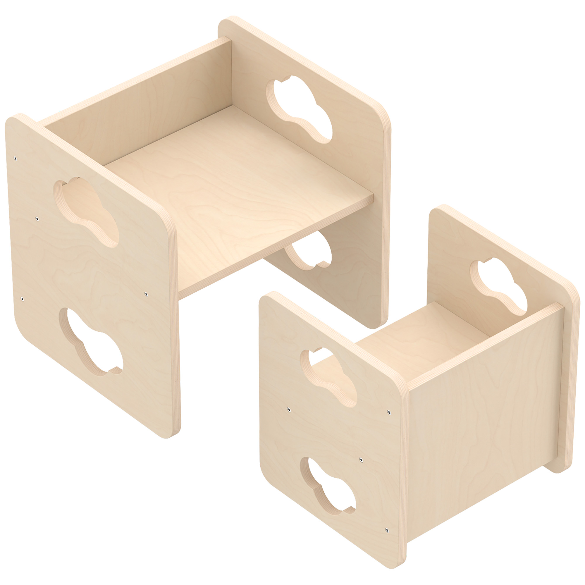 Qaba Qaba Montessori Kids Table and Chair Set with 3-Level Heights for 18-36 Months Toddlers, Learning, Play and Mealtime, Natural - $59.99 at Aosom US