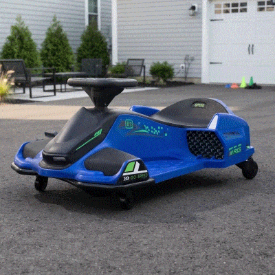 Aosom 12V Electric Drifting Go Kart, Blue with Music & Lights