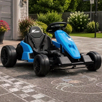 Qaba 24V Electric Go Kart with Adjustable Seat & 11.2MPH, Blue