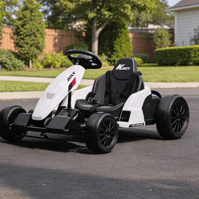 Qaba 24V Electric Go Kart with Dual Motors & Adjustable Seat, White