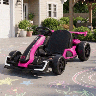 Aosom 24V Electric Go Kart, 7.5 MPH, Adjustable Seat, Pink