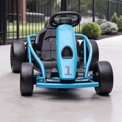 Aosom 24V Electric Go Kart, Drift Ride-On for Kids 8-12, Blue