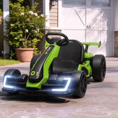 Aosom 24V Electric Go Kart, 7.5 MPH, Adjustable Seat, Green