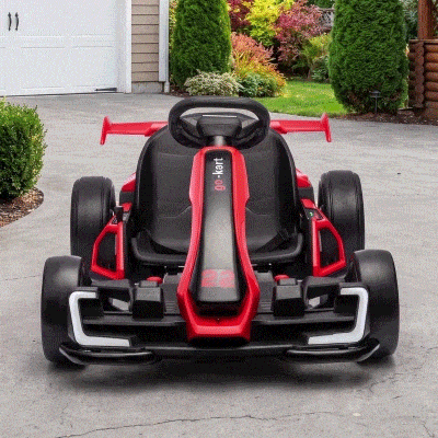 Aosom 24V Electric Go Kart, 7.5 MPH, Adjustable Seat, Red