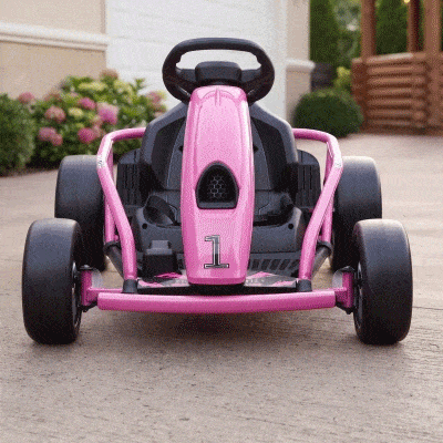 Aosom 24V Electric Go Kart, Drift Ride-On for Kids, Pink