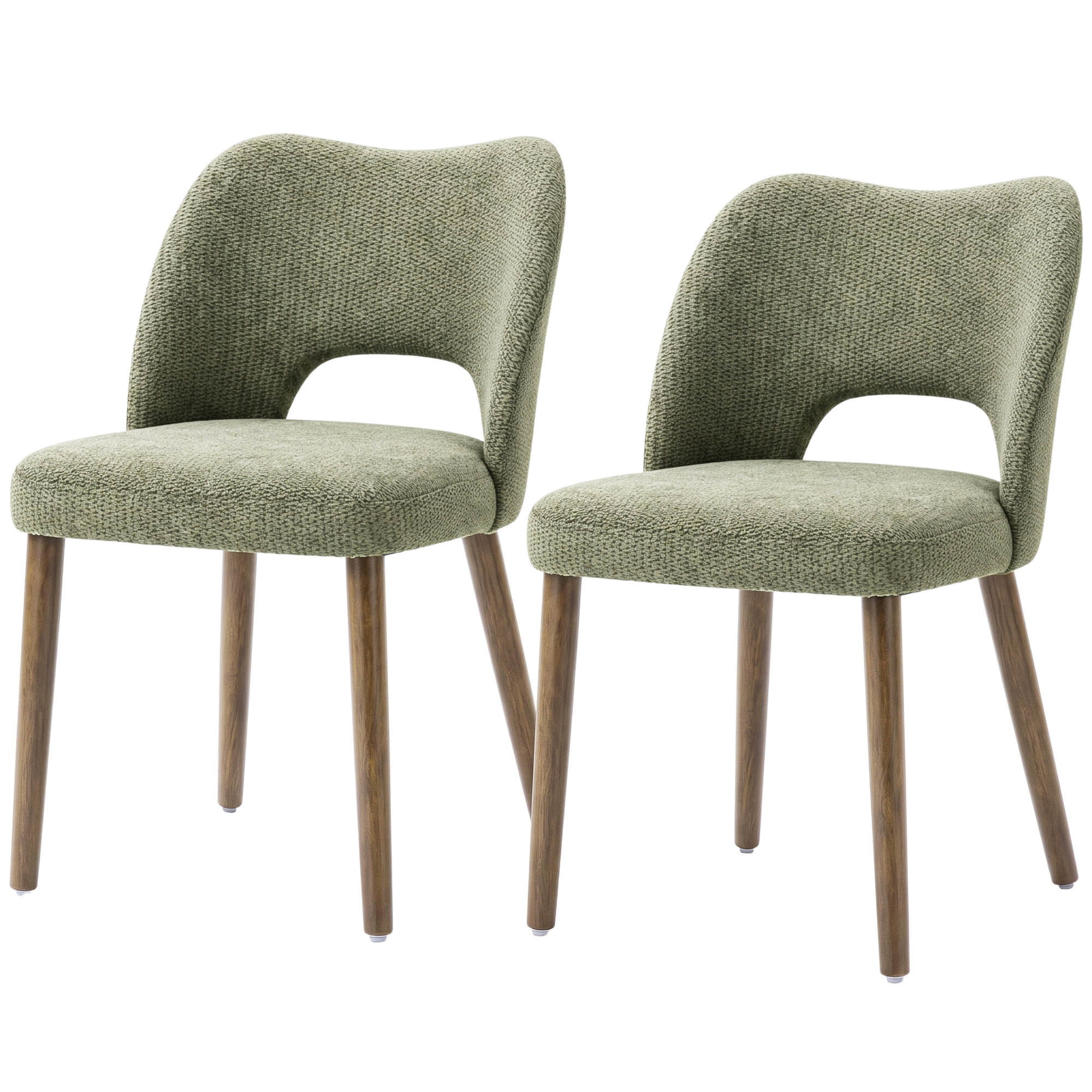 HOMCOM HOMCOM Dining Chairs Set Upholstered Kitchen Chenille Tool Free Assembly Rubberwood Legs, Green - $154.99 at Aosom US