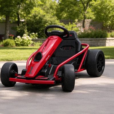 Aosom 24V Electric Go Kart, Drift Ride-On for Kids 8-12, Red
