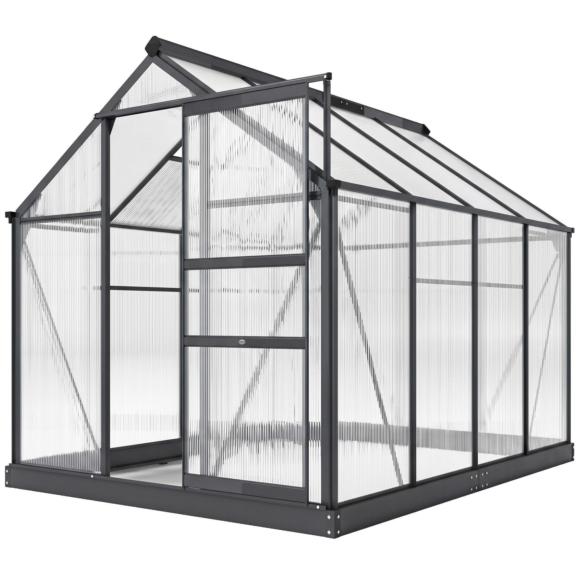 Outsunny 6x8 Greenhouse Walk-in Heavy Duty Polycarbonate Aluminum Vent Door, Gray | Aosom.com