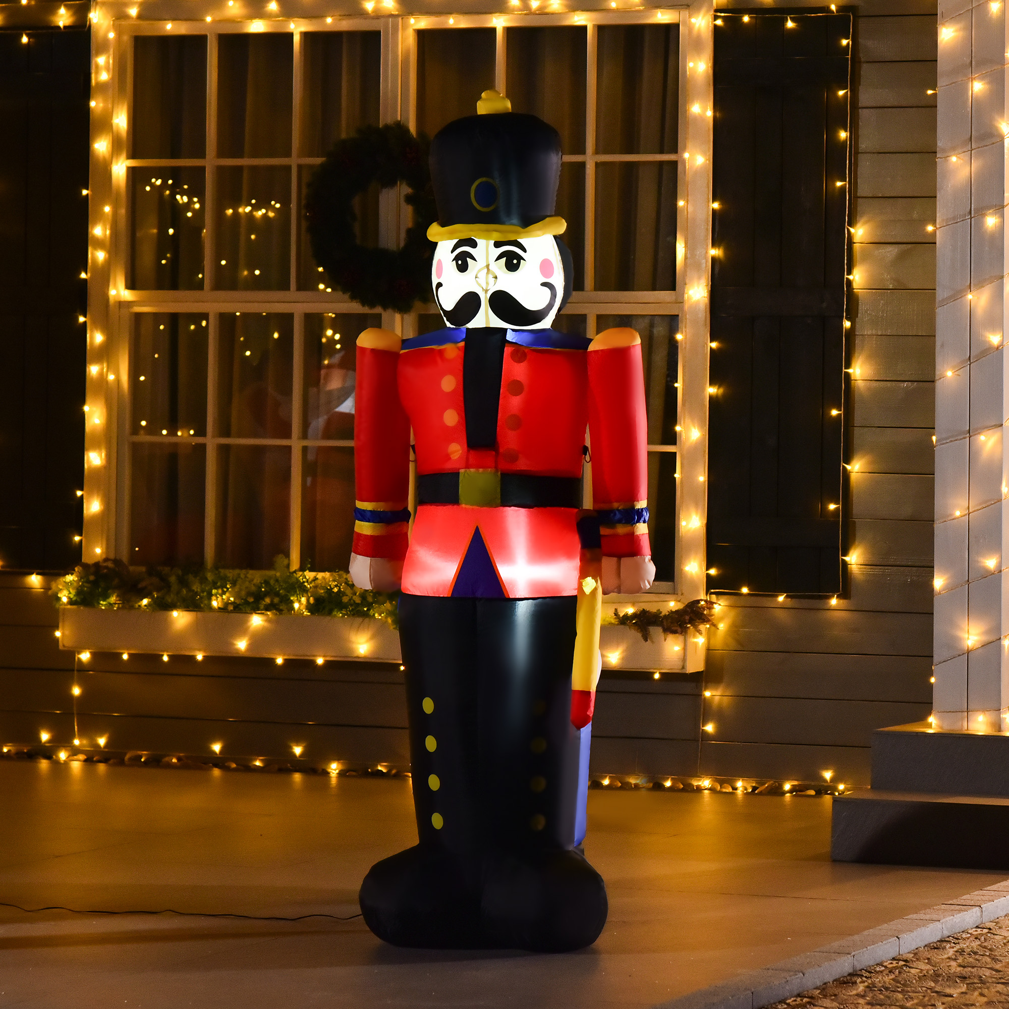 HOMCOM 6ft Christmas Inflatable Nutcracker Toy Soldier, Outdoor Blow Up Yard Decoration with LED Lights, Waterproof & Secure Anchoring Aosom Canada