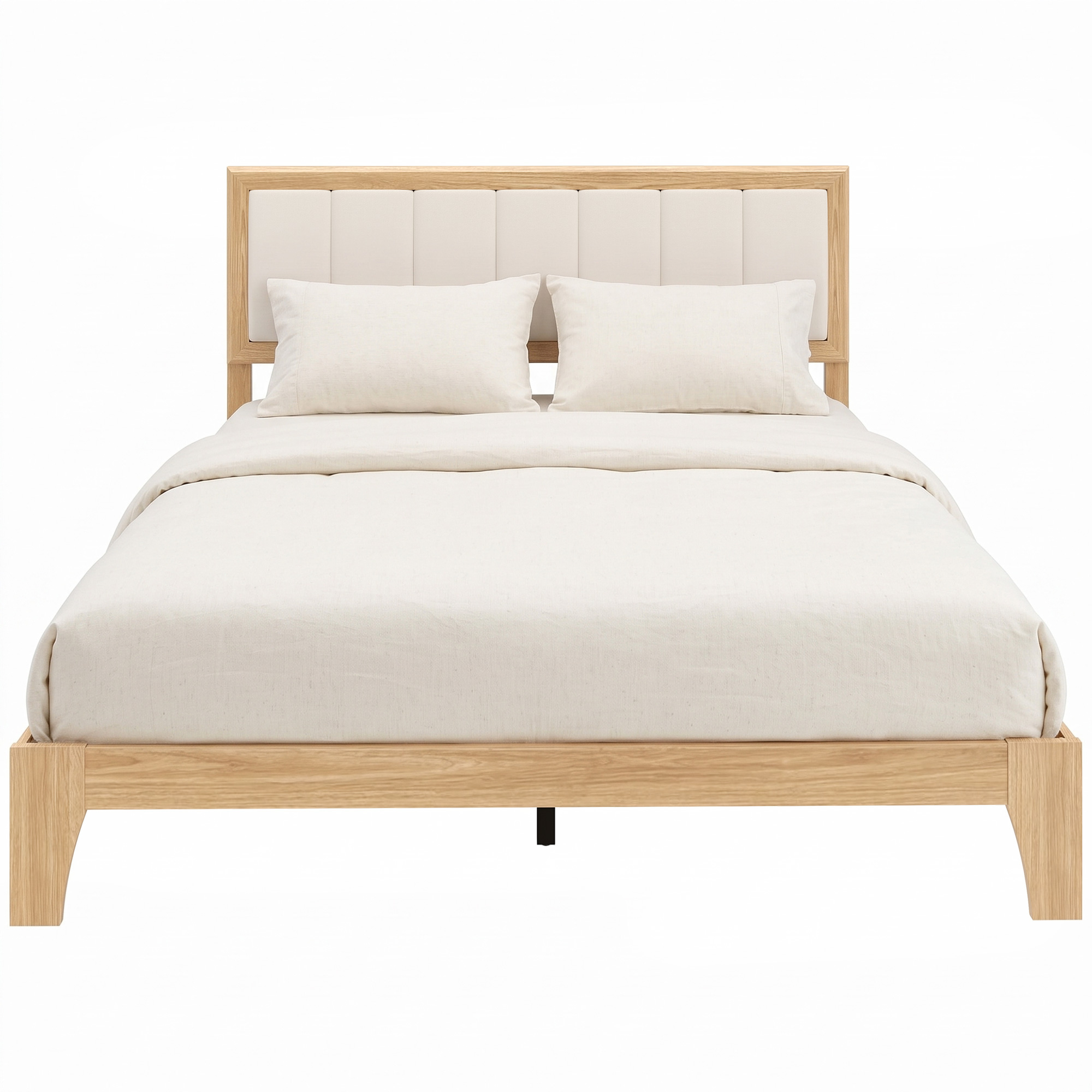 HOMCOM HOMCOM Full Bed Frame with Headboard Queen Size Platform Bed Frame with Wooden Slats No Box Spring Needed Easy Assembly Oak - $194.99 at Aosom US