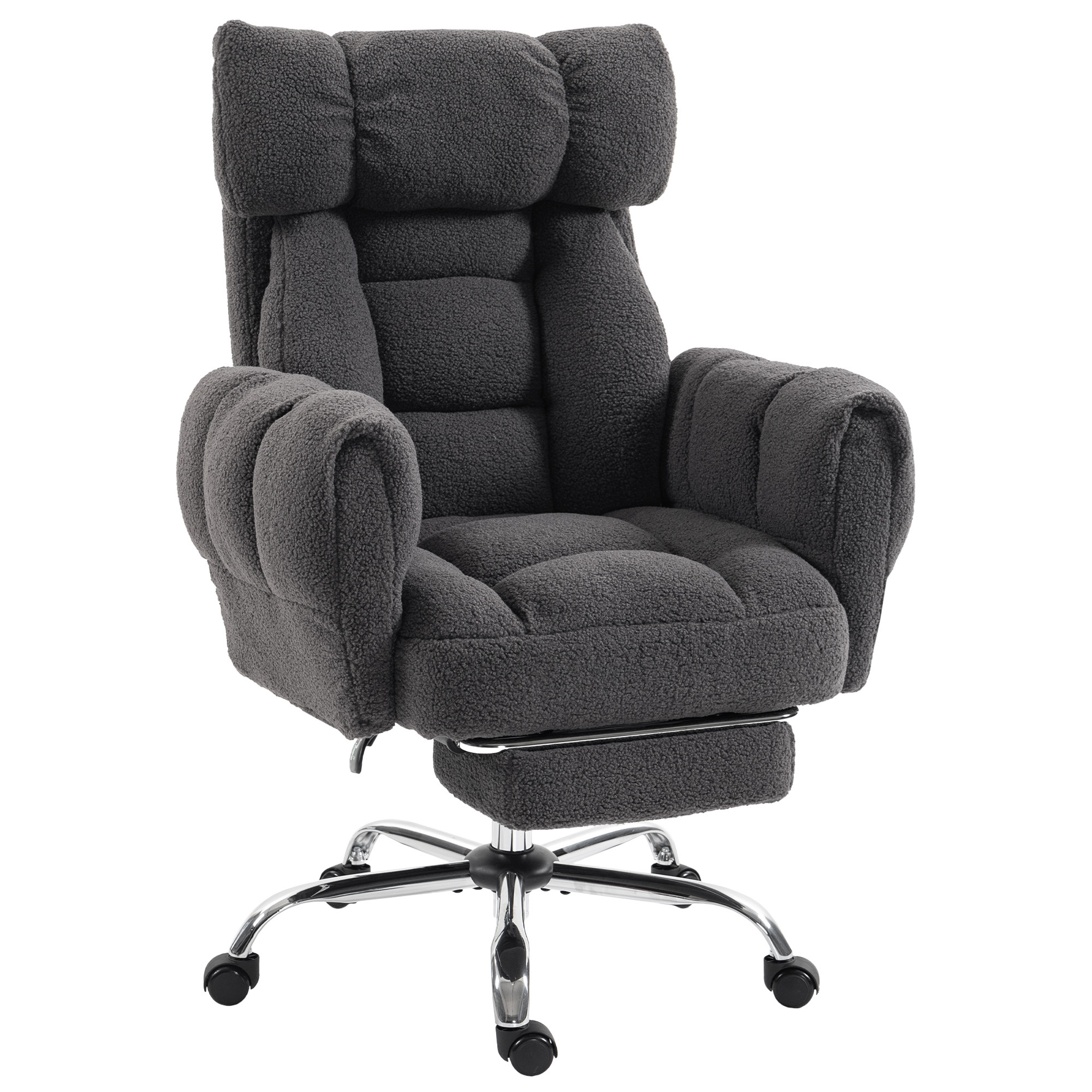 HOMCOM Criss Cross Office Chair with Flip-Up Armrests, Reclining Desk Chair with Wide Seat, Footrest, Wheels, Dark Gray