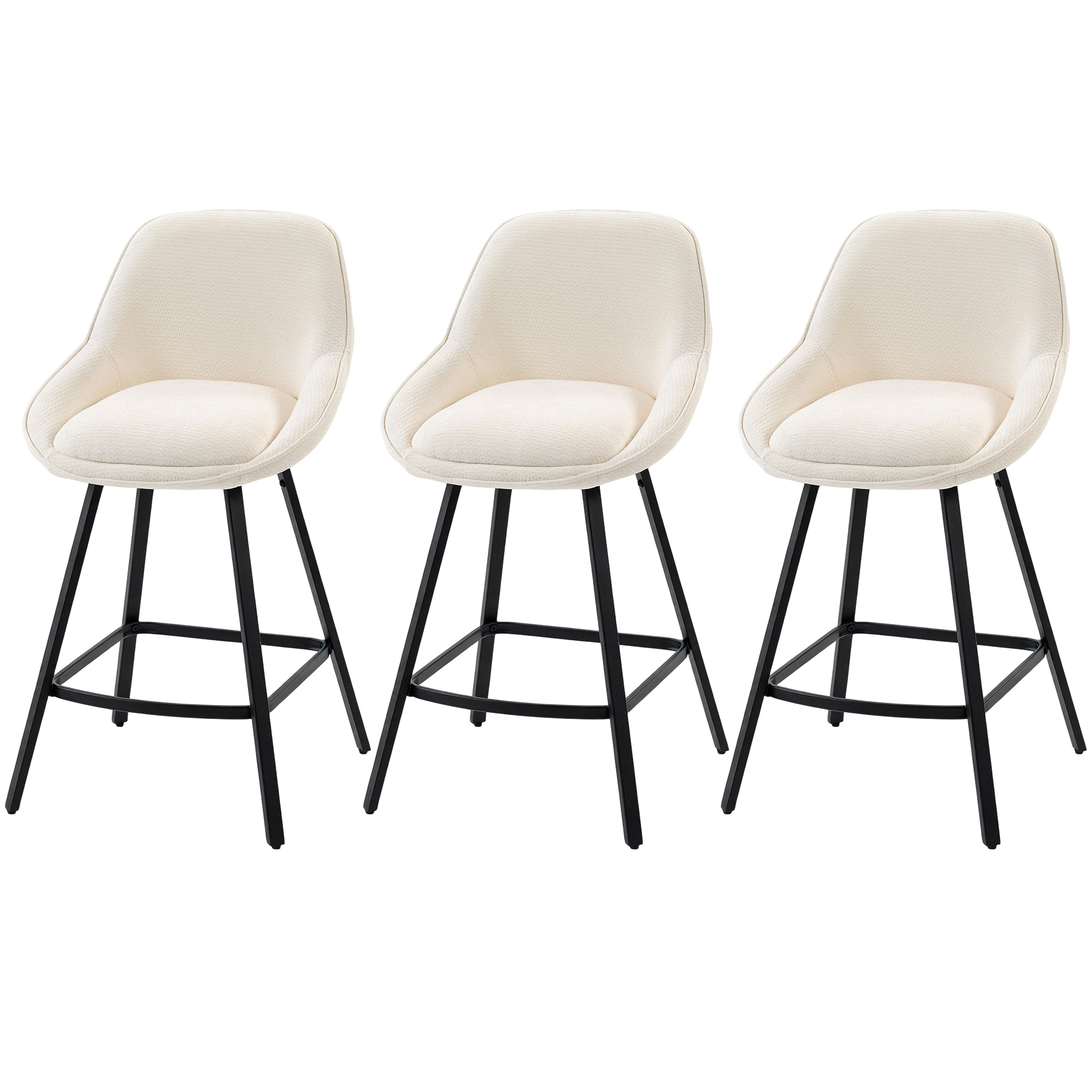 HOMCOM HOMCOM Bar Stools Modern Chenille 360° Swivel Barstools Counter Height Backrest Footrest Set 3, Cream White - $205.99 at Aosom US