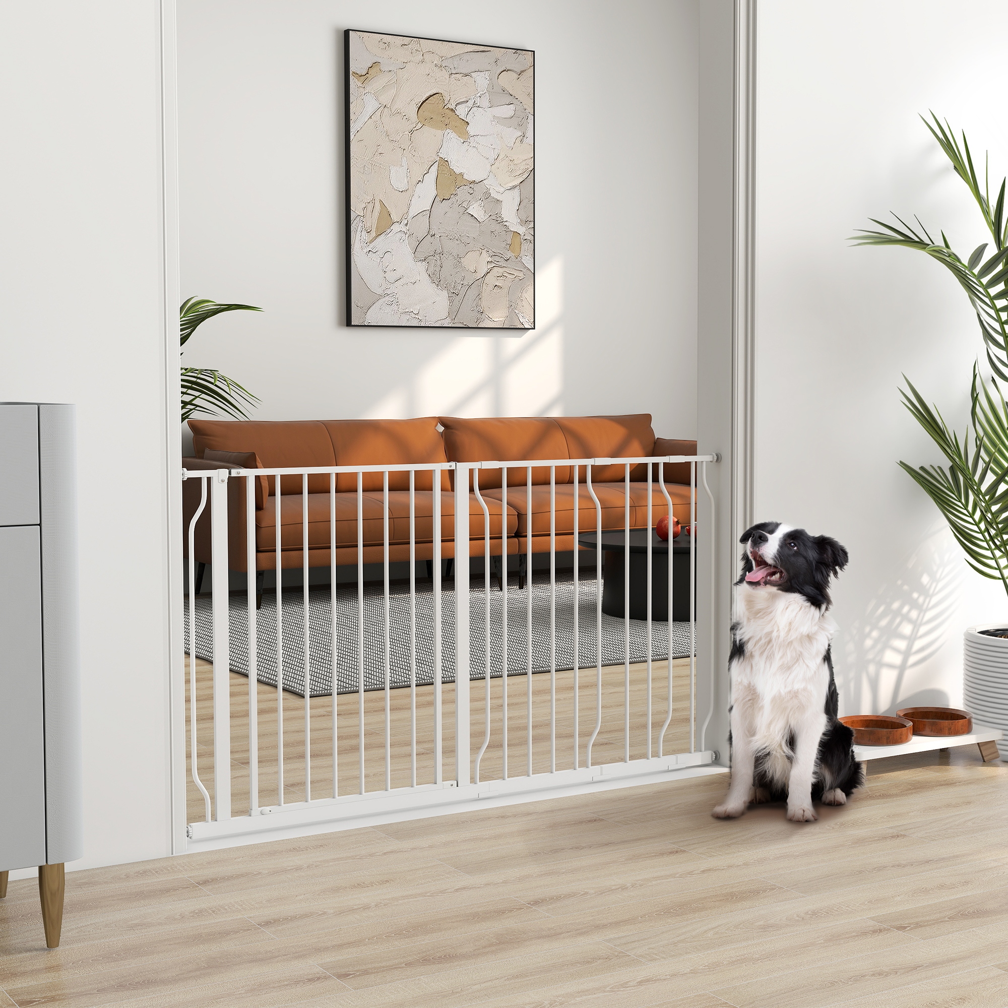 PawHut Adjustable Dog Gate: 29.5"-57.1" White Gate with Door & Double Locking for Stairs, Hallways Aosom Canada