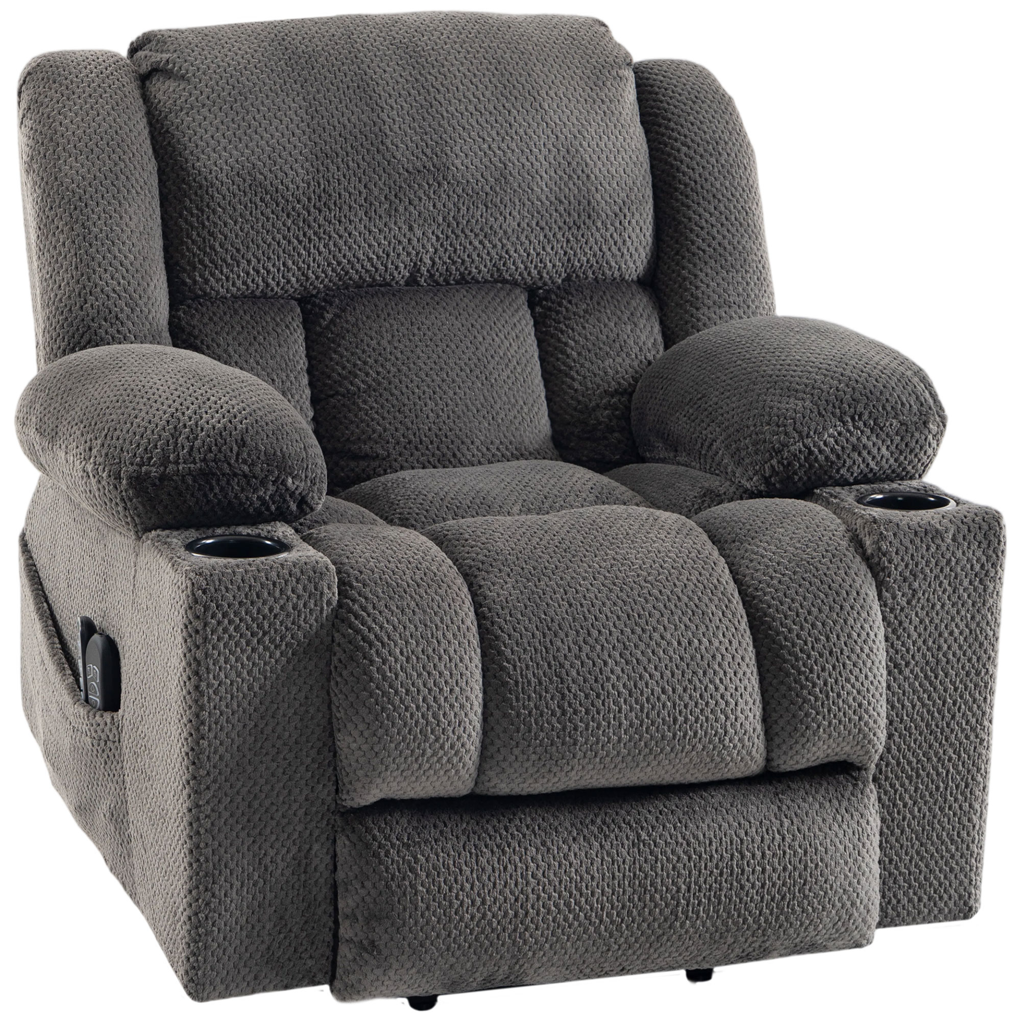 HOMCOM Dual Motor Power Lift Recliner Chair with Massage and Heat for Elderly, 180° Flat Recline, Wide Seat, Dark Gray