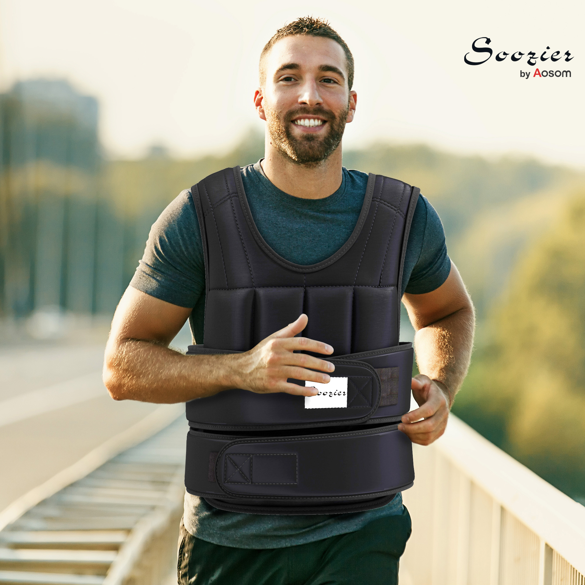 Soozier 22lbs Weighted Vest, Adjustable Running Weight Vest with 38 Weight Bags, Black | Aosom Canada