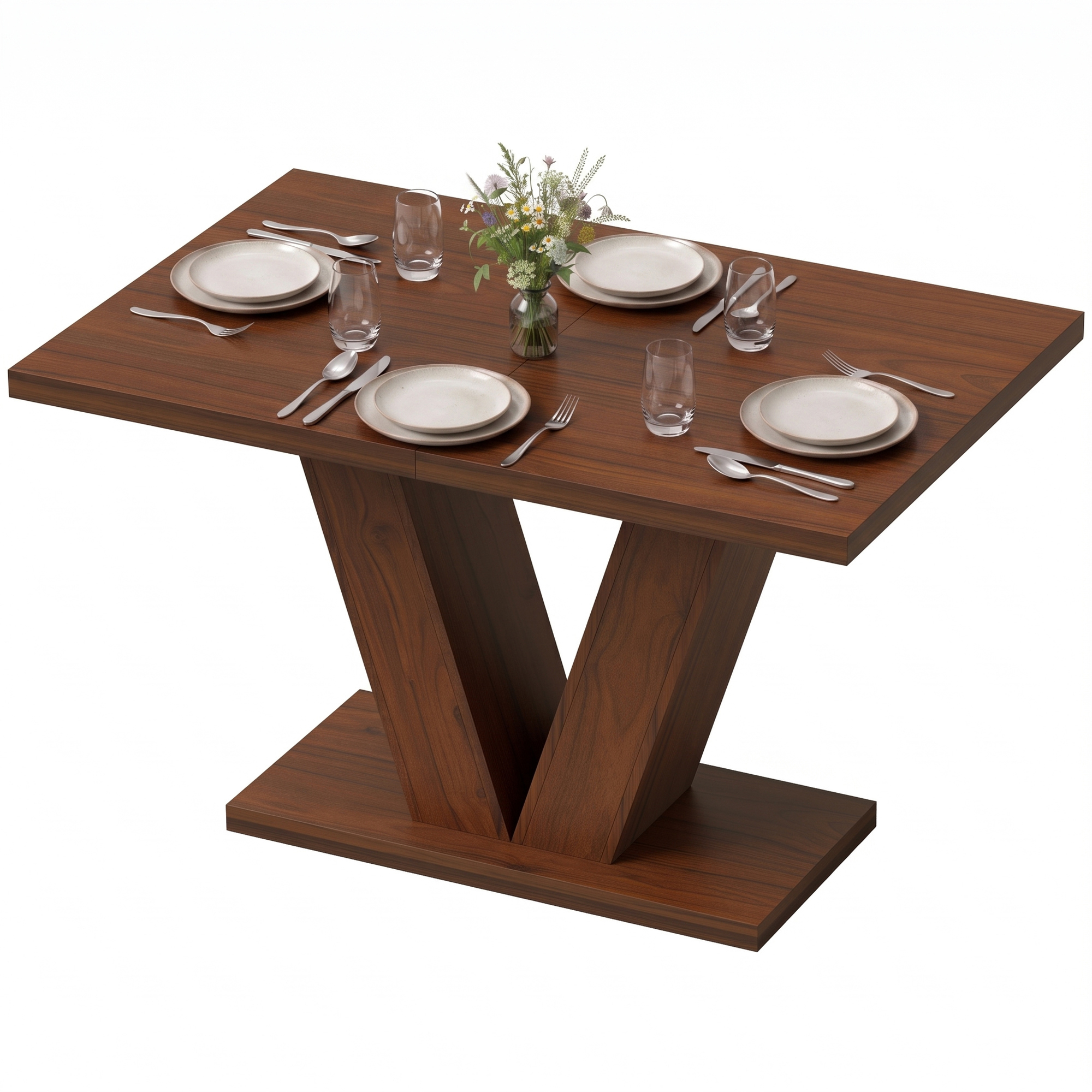 HOMCOM "HOMCOM Modern Dining Table for 4 People, 47.2"" Kitchen Table for Dining Room and Living Room, Rectangular, Dark Walnut" - $164.99 at Aosom US
