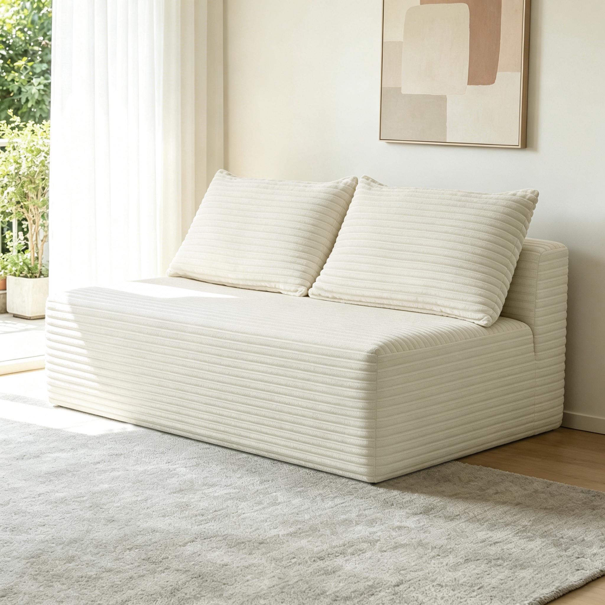 YF Furniture "Pure Fabric Sectional Sofa with Double Chaise and Deep Seat, Serene Couch for Modern Living Room Bedroom, 57'' L x 35"" W x 24"" H, White | Aosom.com" - $216.99 at Aosom US