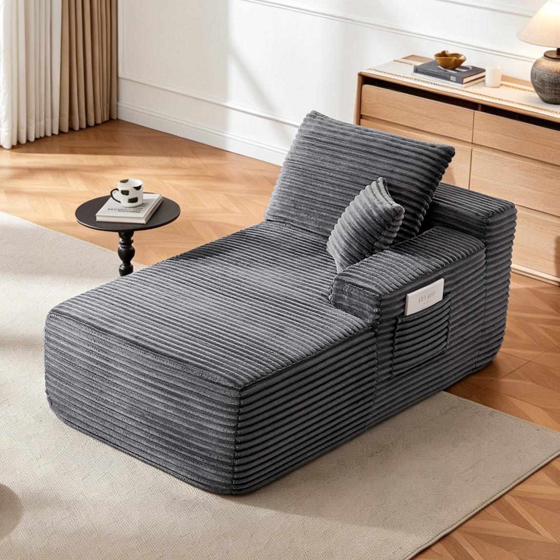 YF Furniture "Modern Right Chaise with Plush Grey Velvet, Chic Sectional Sofa with Flexible Matching for Living Room, 66'' L x 39"" W x 33"" H, Gray | Aosom.com" - $211.99 at Aosom US