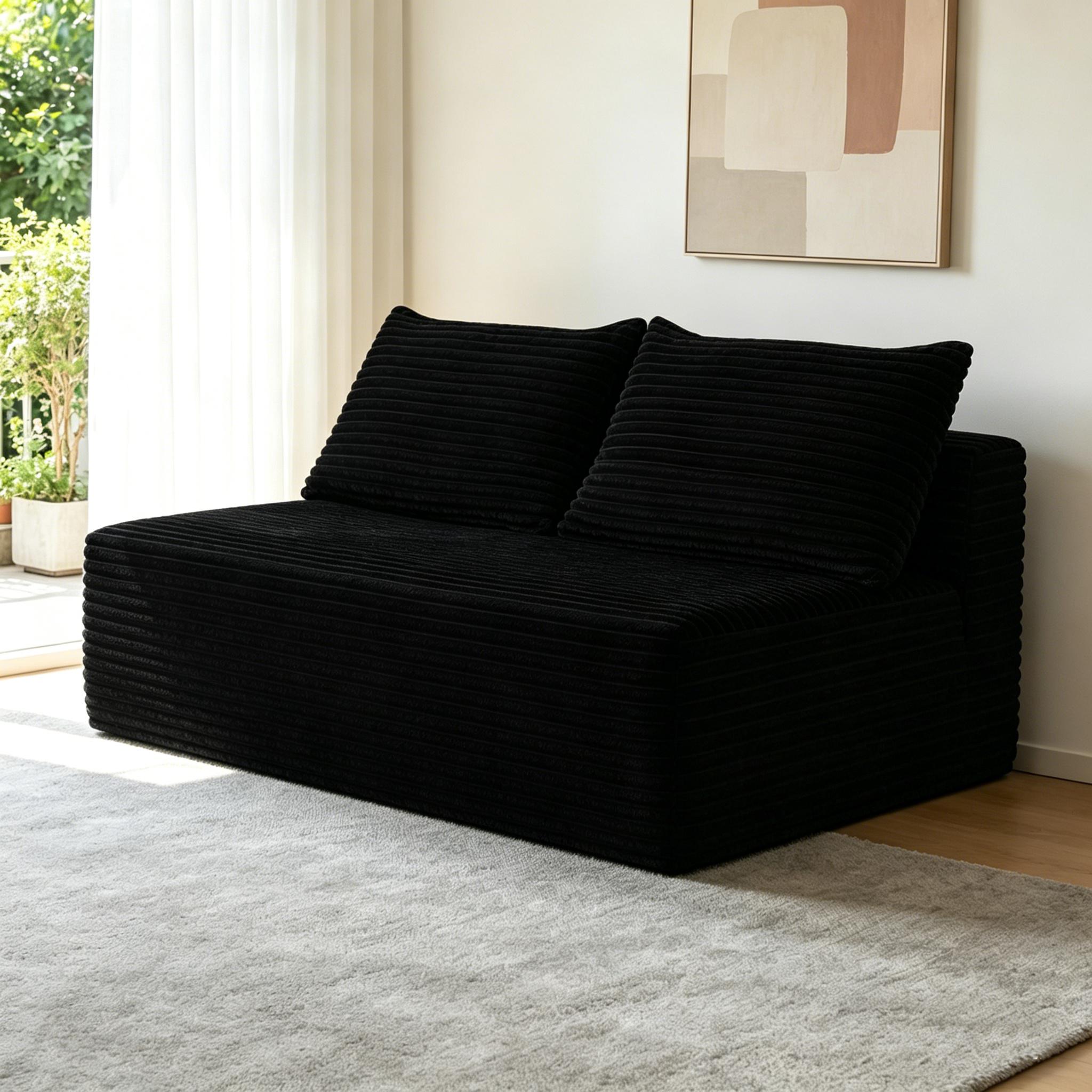 YF Furniture "Cosseted Fabric Chaise Lounge with Dual Seats and Cup Holder, Adjustable Couch for Living Room and Bedroom, 57'' L x 35"" W x 24"" H, Black | Aosom.com" - $216.99 at Aosom US