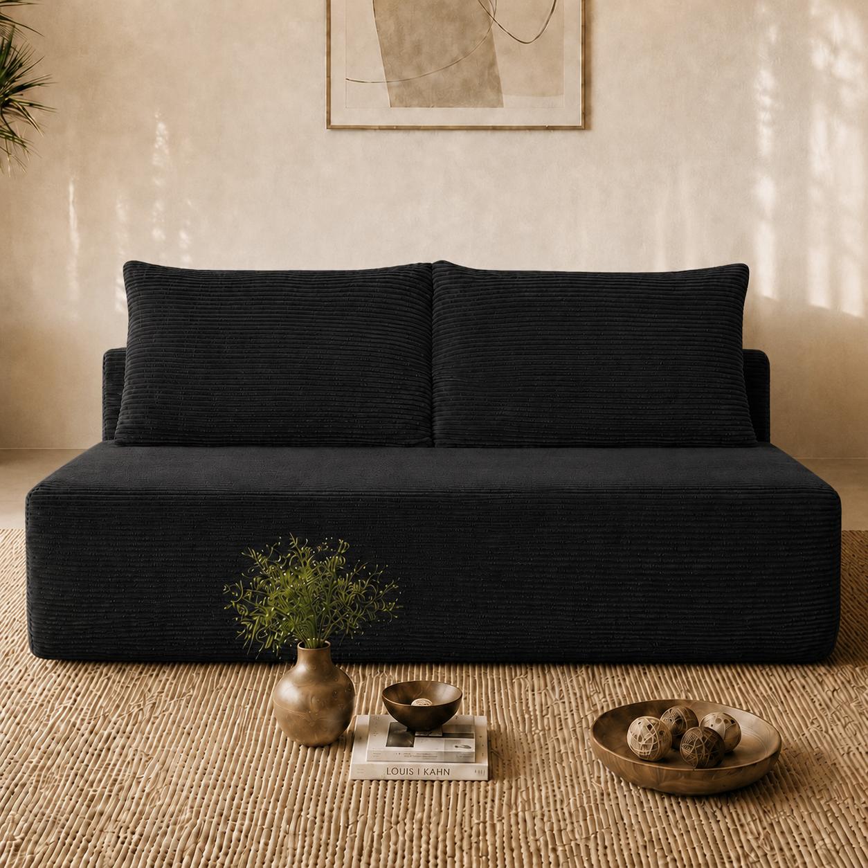 YF Furniture "Hearty Corduroy Sectional Sofa with 2 Chaises and Deep Seat, Stalwart Couch for Living Room and Apartment, 57'' L x 35"" W x 24"" H, Black | Aosom.com" - $202.99 at Aosom US
