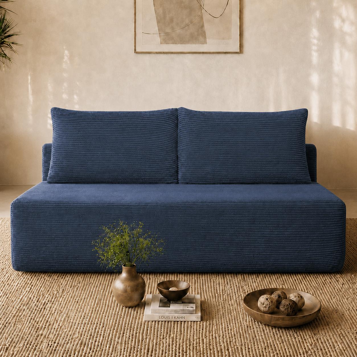 YF Furniture "Vivid Corduroy Chaise Lounge with 2 Seats, Deep Seat and Cup Holder, Lively Couch for Living Room Bedroom, 57'' L x 35"" W x 24"" H, Blue | Aosom.com" - $202.99 at Aosom US