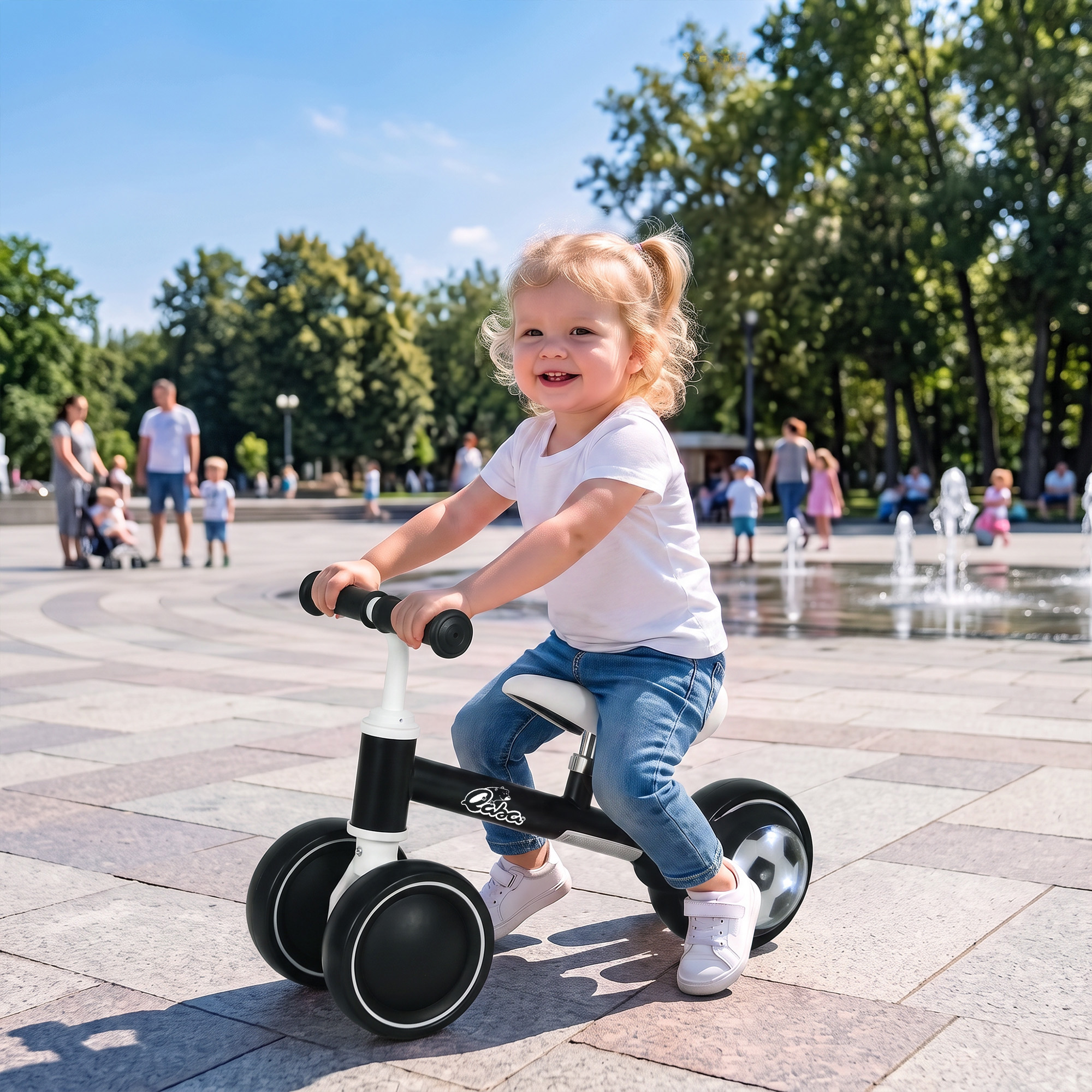 Qaba Balance Bike, Baby Bike with 135° Steering Limit & Lighting Rear Wheels for Toddlers 12-24 Months, Black Aosom Canada