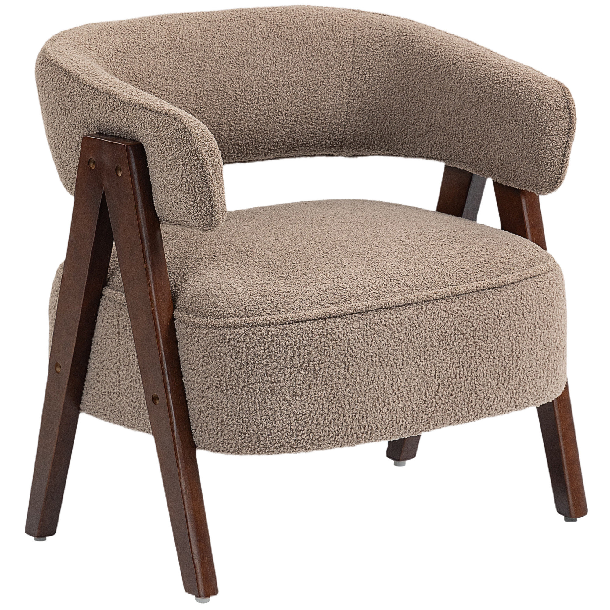 HOMCOM HOMCOM Sherpa Fleece Accent Chair, Upholstered Armchair with Solid Wood Legs for Living Room, Light Brown - $156.99 at Aosom US