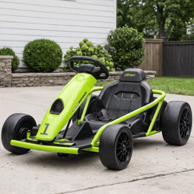 Aosom Electric Go Kart for Kids, 24V 2-Speed Drift, Green