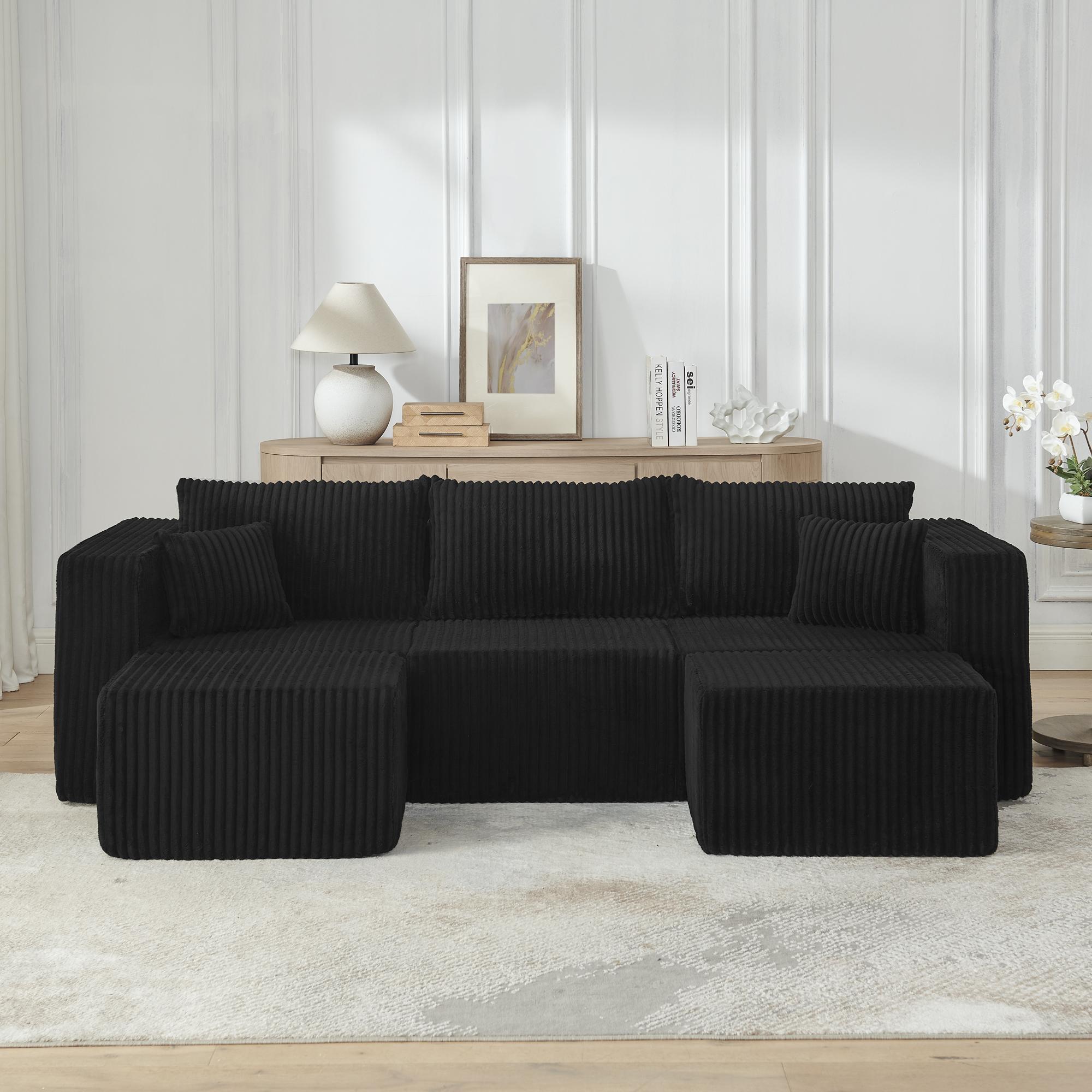 ChuangYuan Smart Home "Space-Efficient Corduroy Modular Sofa with High-Density Foam, Compact Sectional for Small Space Apartment, 42'' L x 18""W x 17.5"" H, Black | Aosom.com" - $541.99 at Aosom US