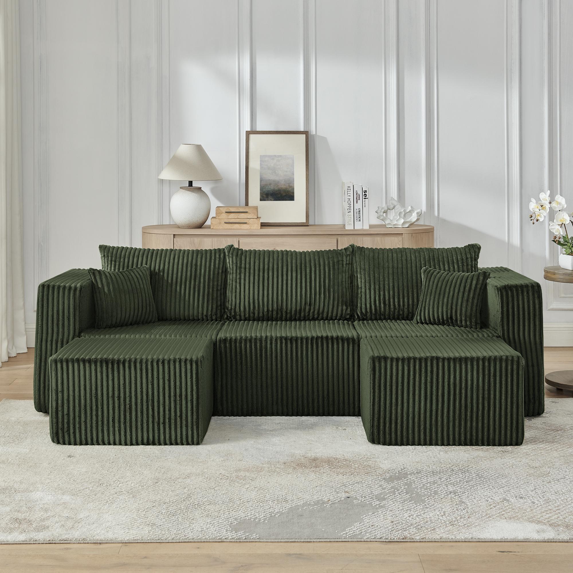 ChuangYuan Smart Home "Minimalist Corduroy Modular Sofa with High-Density Foam, Smart Compact Sectional for Small Space Apartment, 42'' L x 18""W x 17.5"" H, Green | Aosom.com" - $541.99 at Aosom US