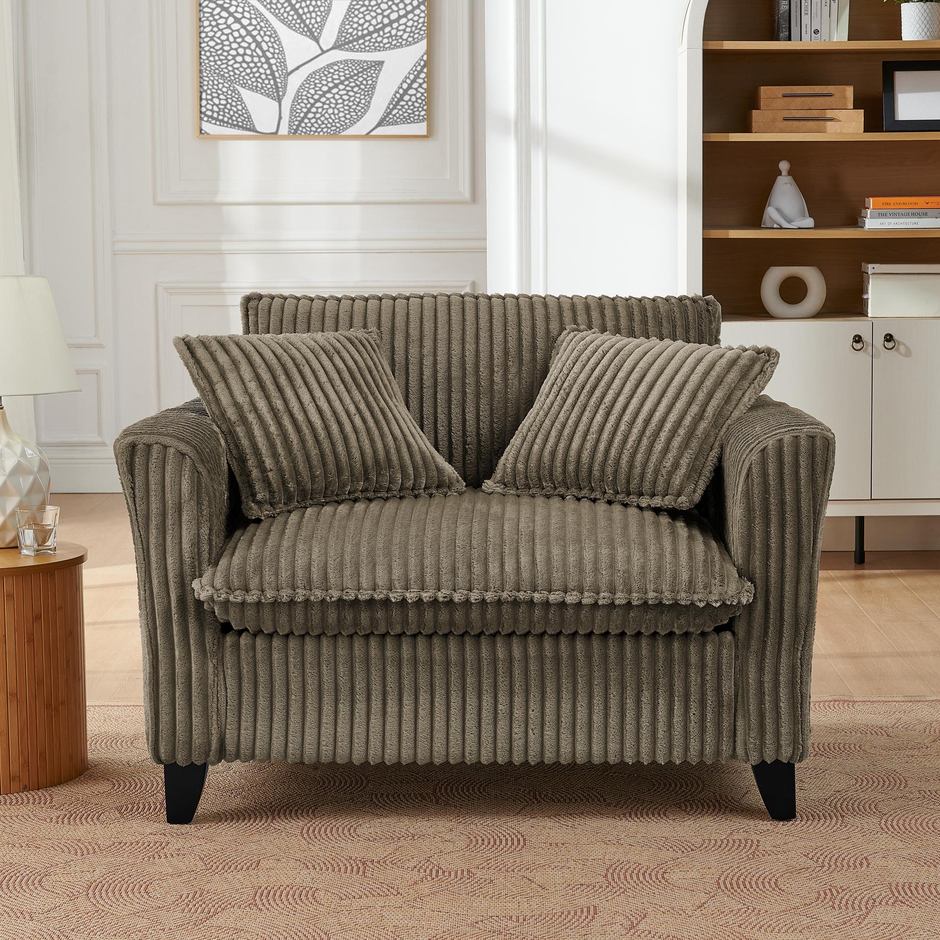 ChuangYuan Smart Home "Retro Corduroy Lounge Chair with Padded Seat Cushion, Single Sofa Chair for Living Room Bedroom Balcony, 46.5'' L x 36""W x 33"" H, Brown | Aosom.com" - $374.99 at Aosom US