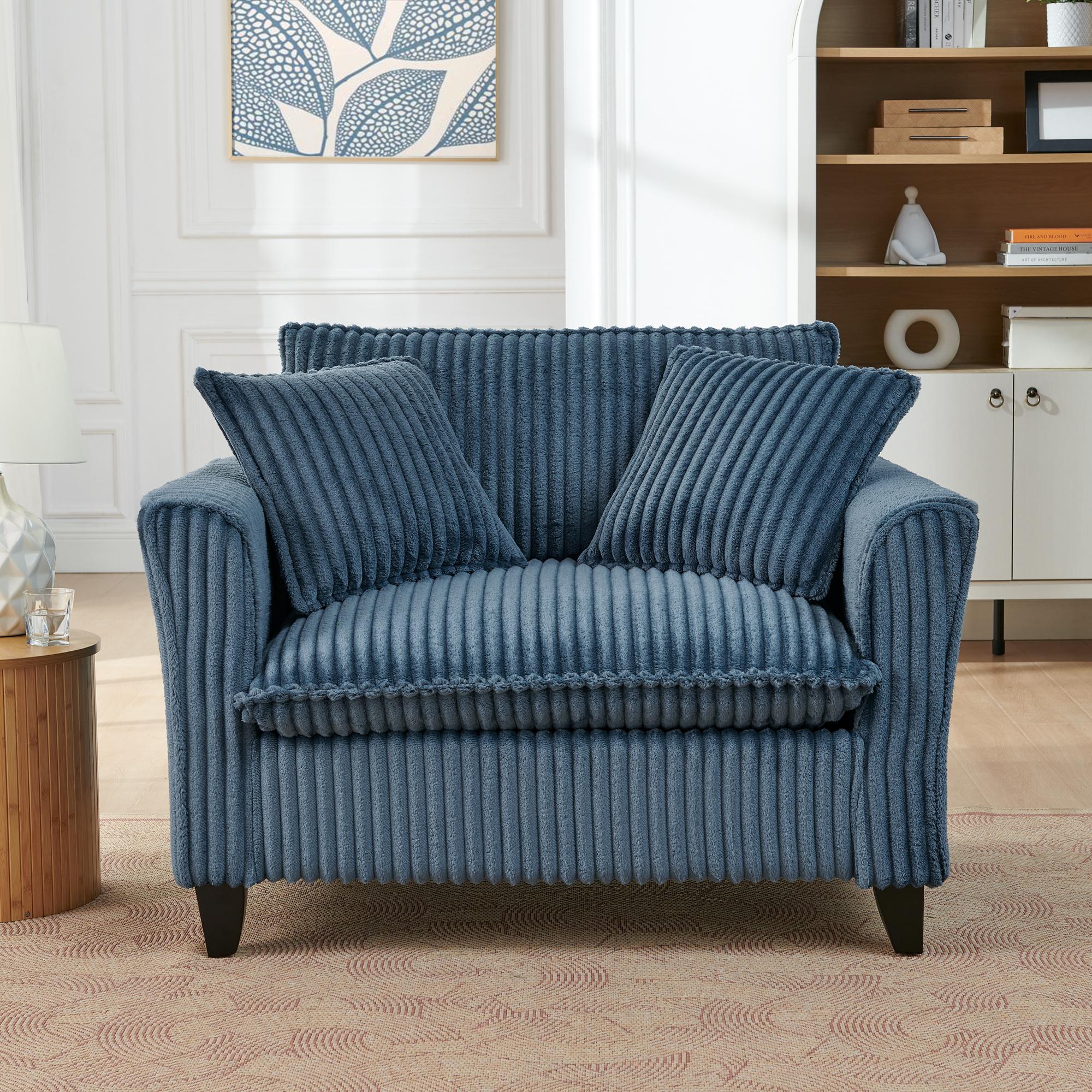 ChuangYuan Smart Home "Cozy Corduroy Accent Chair with Tufted Cushion, Compact Single Sofa Chair for Living Room Bedroom Balcony, 46.5'' L x 36""W x 33"" H, Blue | Aosom.com" - $374.99 at Aosom US