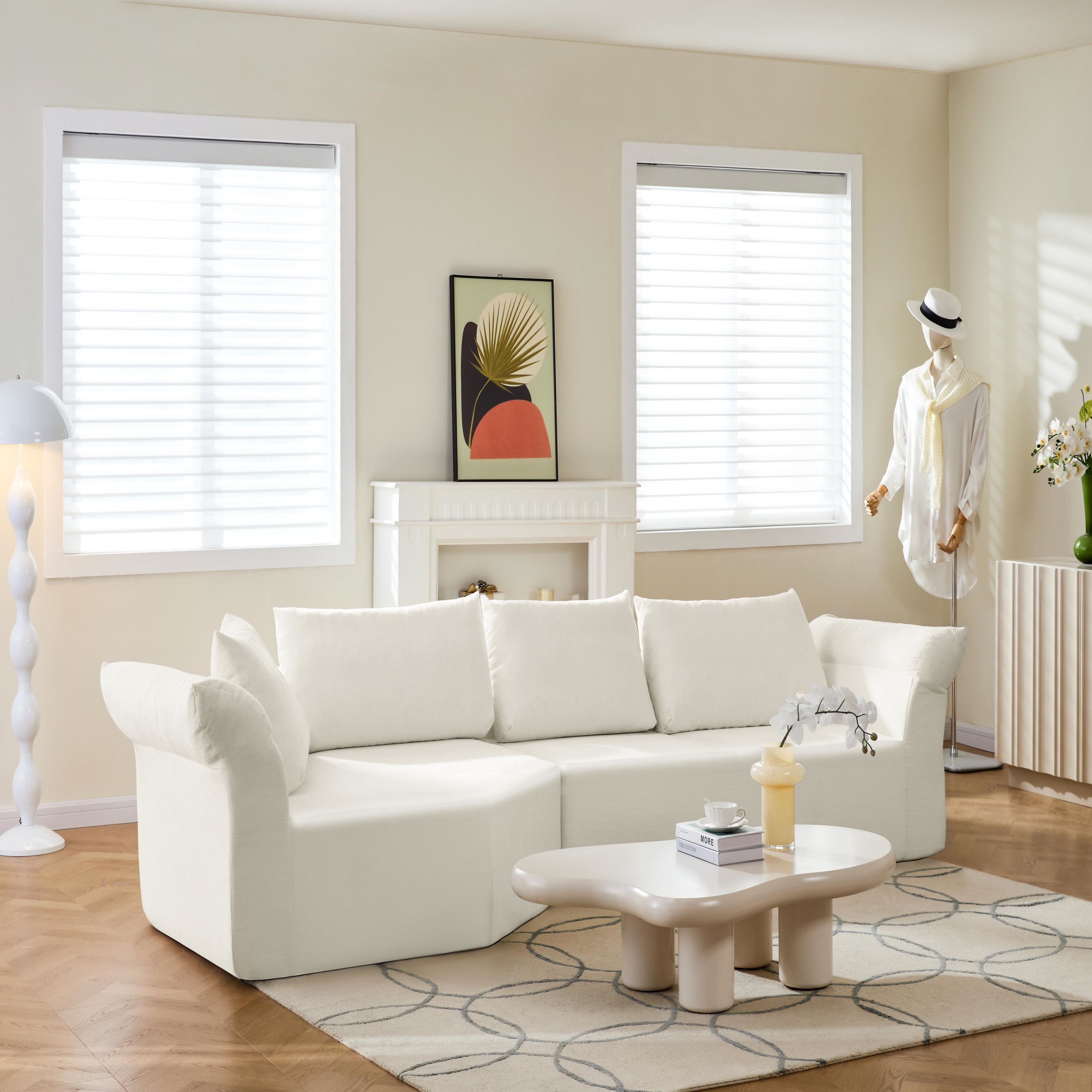 ChuangYuan Smart Home "Elegant Modular Sectional with Left Arm and Wide Armrests, Modern Curved Corner Sofa with Throw Pillows, 127'' L x 57"" W x 26"" H, Beige | Aosom.com" - $775.99 at Aosom US