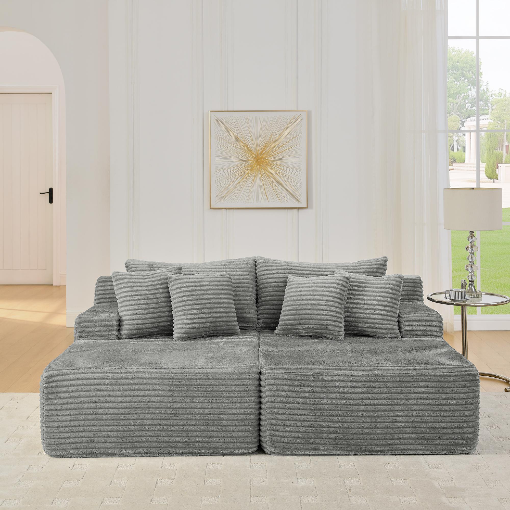 ChuangYuan Smart Home "Modern Two-Seater Sofa with Soft Velvet and High-Density Foam, Cozy Compressed Lounge Chair with No Assembly, 83'' L x 63"" W x 25"" H, Gray | Aosom.com" - $436.99 at Aosom US
