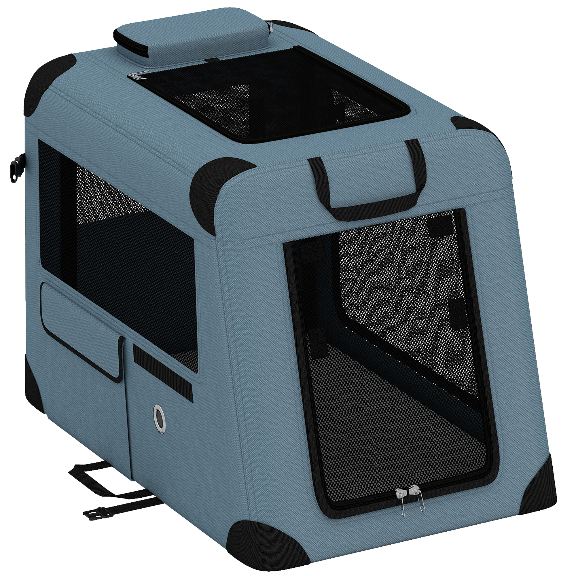 PawHut PawHut Pet Carrier for Small Medium Cats Dogs Up to 44 LBS Collapsible Pets Travel Carriers with Removable Mat Mesh Doors Blue - $60.99 at Aosom US