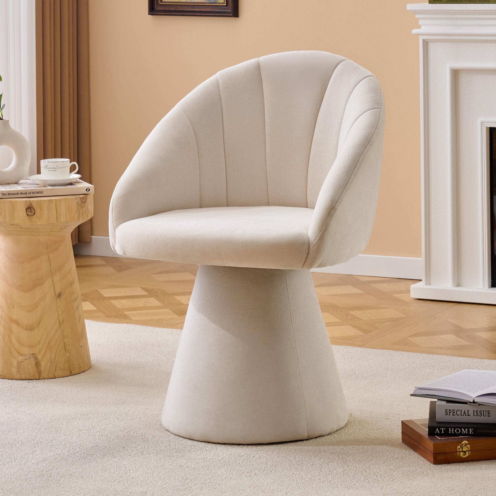 DG COLLECTION "Chic Swivel Accent Armchair with Curved Backrest, Chenille Vanity Chair with 360° Rotation and Armrests, 22.5'' L x 22"" W x 31.5"" H, Beige| Aosom.com" - $159.99 at Aosom US