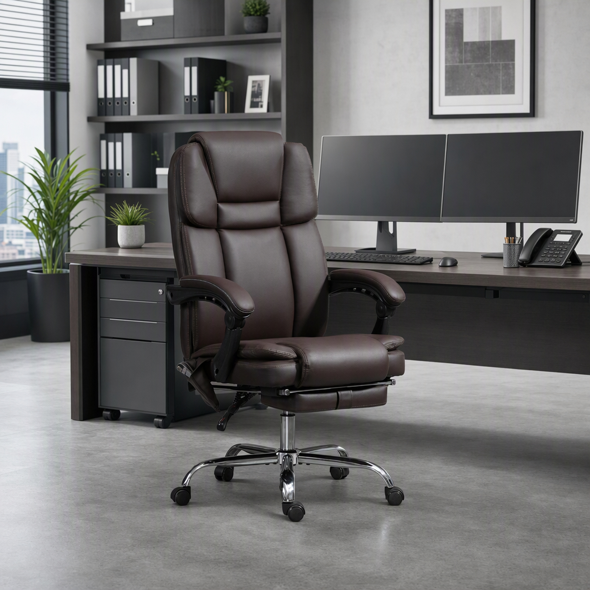 Vinsetto Massage Office Chair, Reclining Executive Office Chair with 6-Point Vibration, Footrest and High Back, Dark Brown Aosom Canada