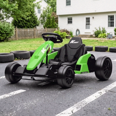 Qaba 24V Electric Go Kart, Dual 150W Motors, Adjustable Seat, Green